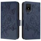 For TCL 502 Embossed Rose RFID Anti-theft Leather Phone Case(Dark Blue) - 2