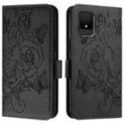 For TCL 502 Embossed Rose RFID Anti-theft Leather Phone Case(Black) - 2