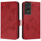 For TCL 505 Embossed Rose RFID Anti-theft Leather Phone Case(Red) - 2