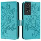 For TCL 505 Embossed Rose RFID Anti-theft Leather Phone Case(Light Blue) - 2