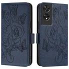 For TCL 505 Embossed Rose RFID Anti-theft Leather Phone Case(Dark Blue) - 2