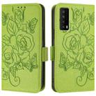 For TCL Stylus 5G Embossed Rose RFID Anti-theft Leather Phone Case(Green) - 2