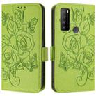 For TCL 30 XL T701DL Embossed Rose RFID Anti-theft Leather Phone Case(Green) - 3