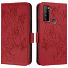 For TCL 30 XL T701DL Embossed Rose RFID Anti-theft Leather Phone Case(Red) - 3