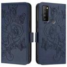 For TCL 30 XL T701DL Embossed Rose RFID Anti-theft Leather Phone Case(Dark Blue) - 3