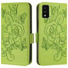 For TCL 30T T603DL Embossed Rose RFID Anti-theft Leather Phone Case(Green) - 3