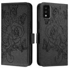 For TCL 30T T603DL Embossed Rose RFID Anti-theft Leather Phone Case(Black) - 3