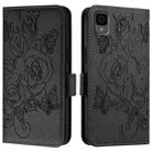 For TCL 30Z T602DL Embossed Rose RFID Anti-theft Leather Phone Case(Black) - 3