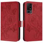 For TCL 40 XL / 40 T T608DL Embossed Rose RFID Anti-theft Leather Phone Case(Red) - 3