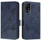 For TCL 40 XL / 40 T T608DL Embossed Rose RFID Anti-theft Leather Phone Case(Dark Blue) - 3