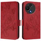 For TCL 605 / 60 SE Embossed Rose RFID Anti-theft Leather Phone Case(Red) - 2