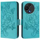 For TCL 605 / 60 SE Embossed Rose RFID Anti-theft Leather Phone Case(Light Blue) - 2