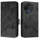 For TCL 605 / 60 SE Embossed Rose RFID Anti-theft Leather Phone Case(Black) - 2