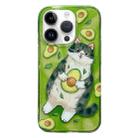 For iPhone 14 Pro Illustration Graffiti Cat Pattern Double Layer LMD Phone Case(Avocado) - 1