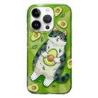 For iPhone 14 Pro Max Illustration Graffiti Cat Pattern Double Layer LMD Phone Case(Avocado) - 1