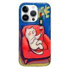 For iPhone 14 Pro Max Illustration Graffiti Cat Pattern Double Layer LMD Phone Case(Red Wine) - 1