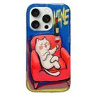 For iPhone 15 Pro Max Illustration Graffiti Cat Pattern Double Layer LMD Phone Case(Red Wine) - 1