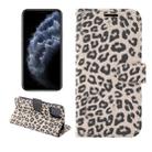 For iPhone 12 / 12 Pro Leopard Print Pattern Horizontal Flip Leather Case with Card Slot and Holder(Gray) - 1