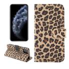 For iPhone 12 / 12 Pro Leopard Print Pattern Horizontal Flip Leather Case with Card Slot and Holder(Brown) - 1