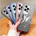 For Honor 200 Lite Global Plated Gradient Glitter Butterfly Holder TPU Phone Case(Black) - 2