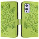 For OnePlus 9 Embossed Rose RFID Anti-theft Leather Phone Case(Green) - 2