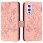 For OnePlus 9 Embossed Rose RFID Anti-theft Leather Phone Case(Pink) - 2