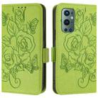 For OnePlus 9 Pro Embossed Rose RFID Anti-theft Leather Phone Case(Green) - 2