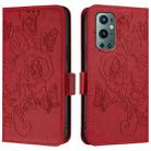 For OnePlus 9 Pro Embossed Rose RFID Anti-theft Leather Phone Case(Red) - 2