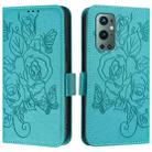 For OnePlus 9 Pro Embossed Rose RFID Anti-theft Leather Phone Case(Light Blue) - 2