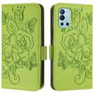 For OnePlus 9R / 8T Embossed Rose RFID Anti-theft Leather Phone Case(Green) - 2