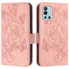 For OnePlus 9R / 8T Embossed Rose RFID Anti-theft Leather Phone Case(Pink) - 2