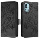 For OnePlus 9R / 8T Embossed Rose RFID Anti-theft Leather Phone Case(Black) - 2