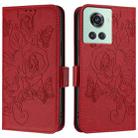 For OnePlus 10R / Ace / 10R Prime Embossed Rose RFID Anti-theft Leather Phone Case(Red) - 2