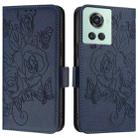 For OnePlus 10R / Ace / 10R Prime Embossed Rose RFID Anti-theft Leather Phone Case(Dark Blue) - 2