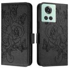 For OnePlus 10R / Ace / 10R Prime Embossed Rose RFID Anti-theft Leather Phone Case(Black) - 2