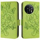 For OnePlus 11 Embossed Rose RFID Anti-theft Leather Phone Case(Green) - 2