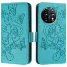 For OnePlus 11 Embossed Rose RFID Anti-theft Leather Phone Case(Light Blue) - 2