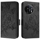 For OnePlus 11 Embossed Rose RFID Anti-theft Leather Phone Case(Black) - 2