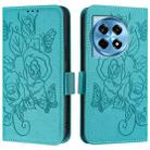 For OnePlus 12R 5G Embossed Rose RFID Anti-theft Leather Phone Case(Light Blue) - 2