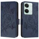 For OnePlus Ace 2V / Nord 3 Embossed Rose RFID Anti-theft Leather Phone Case(Dark Blue) - 2