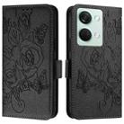 For OnePlus Ace 2V / Nord 3 Embossed Rose RFID Anti-theft Leather Phone Case(Black) - 2