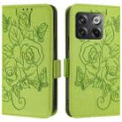 For OnePlus Ace Pro 5G / 10T 5G Embossed Rose RFID Anti-theft Leather Phone Case(Green) - 2