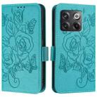 For OnePlus Ace Pro 5G / 10T 5G Embossed Rose RFID Anti-theft Leather Phone Case(Light Blue) - 2