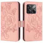 For OnePlus Ace Pro 5G / 10T 5G Embossed Rose RFID Anti-theft Leather Phone Case(Pink) - 2