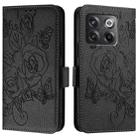 For OnePlus Ace Pro 5G / 10T 5G Embossed Rose RFID Anti-theft Leather Phone Case(Black) - 2