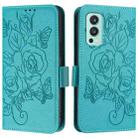 For OnePlus Nord 2 Embossed Rose RFID Anti-theft Leather Phone Case(Light Blue) - 2