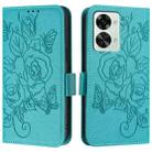 For OnePlus Nord 2T Embossed Rose RFID Anti-theft Leather Phone Case(Light Blue) - 2