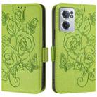 For OnePlus Nord CE 2 5G Embossed Rose RFID Anti-theft Leather Phone Case(Green) - 2