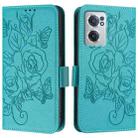 For OnePlus Nord CE 2 5G Embossed Rose RFID Anti-theft Leather Phone Case(Light Blue) - 2