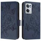 For OnePlus Nord CE 2 5G Embossed Rose RFID Anti-theft Leather Phone Case(Dark Blue) - 2